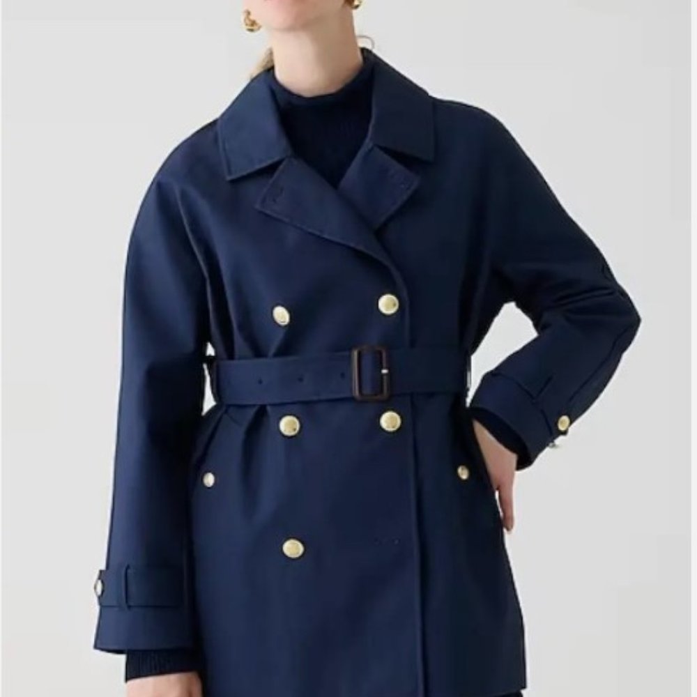Jcrew Short Trench Coat Navy Bllue new with tag